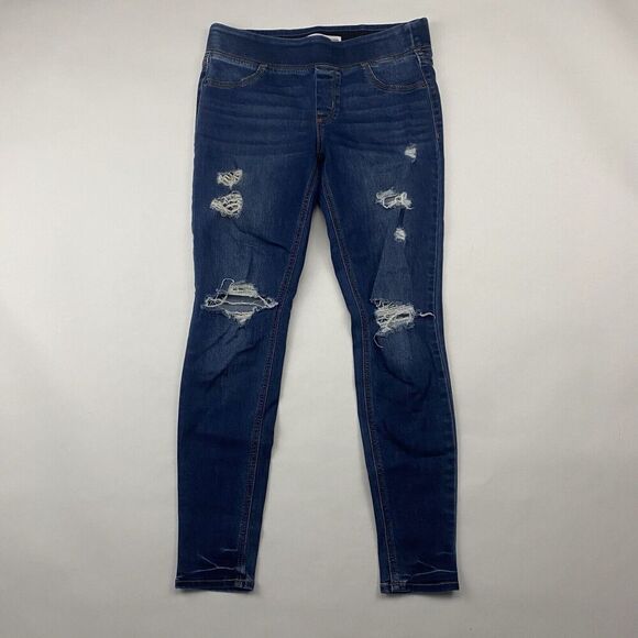 Old Navy Rockstar Super Skinny Jeggings Denim Blue Jeans Mid-Rise Stretch 4P - Picture 2 of 10